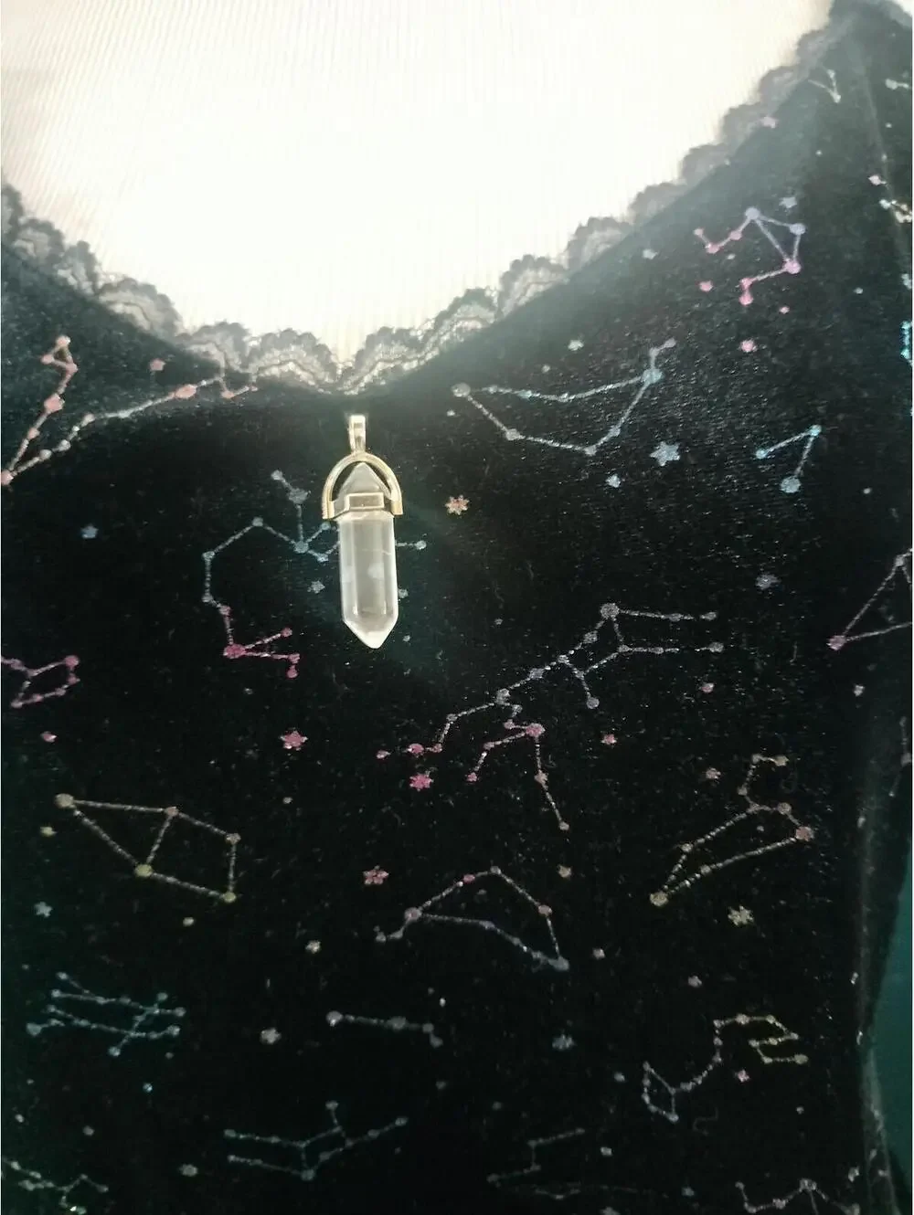 Cosmic Aura black velvet dress with rainbow star galaxy constellations - Picture 3 of 3